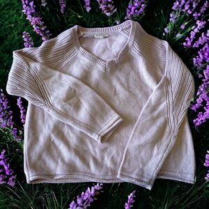 Copper key med lavender cozy soft knit vneck sweater pastel spring summer vibe